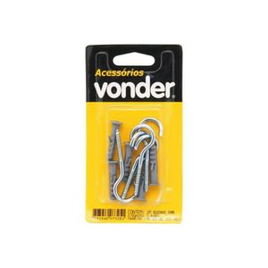 Gancho com Bucha 3,4 x 60mm c/ bucha 6mm (pct c/ 5 un) - Vonder